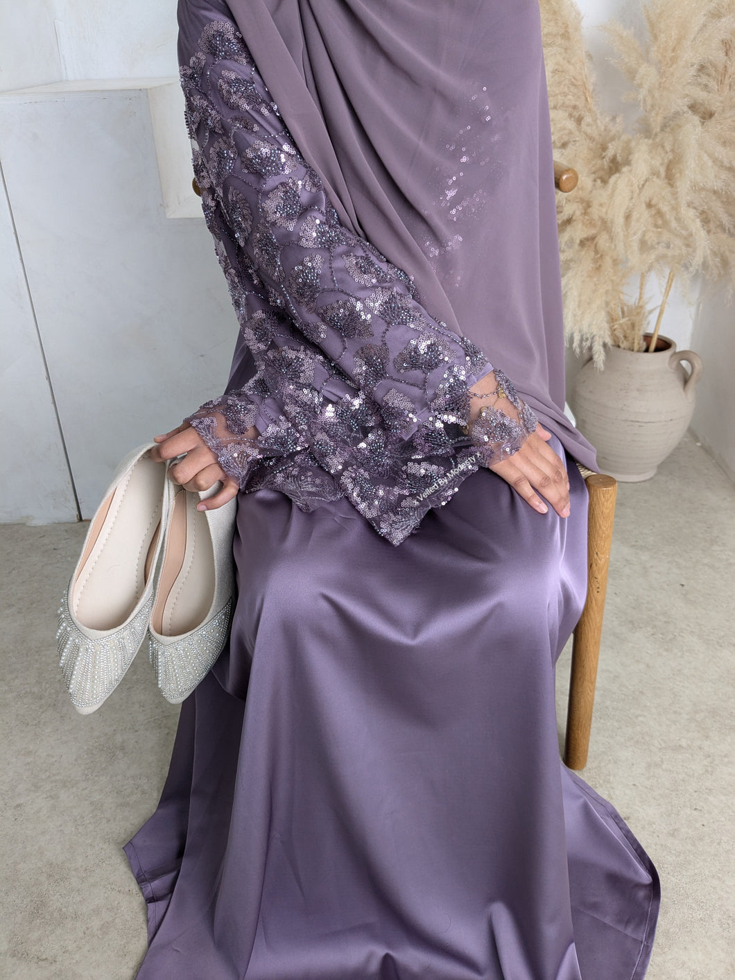 Marwa - Satin Embellished Abaya