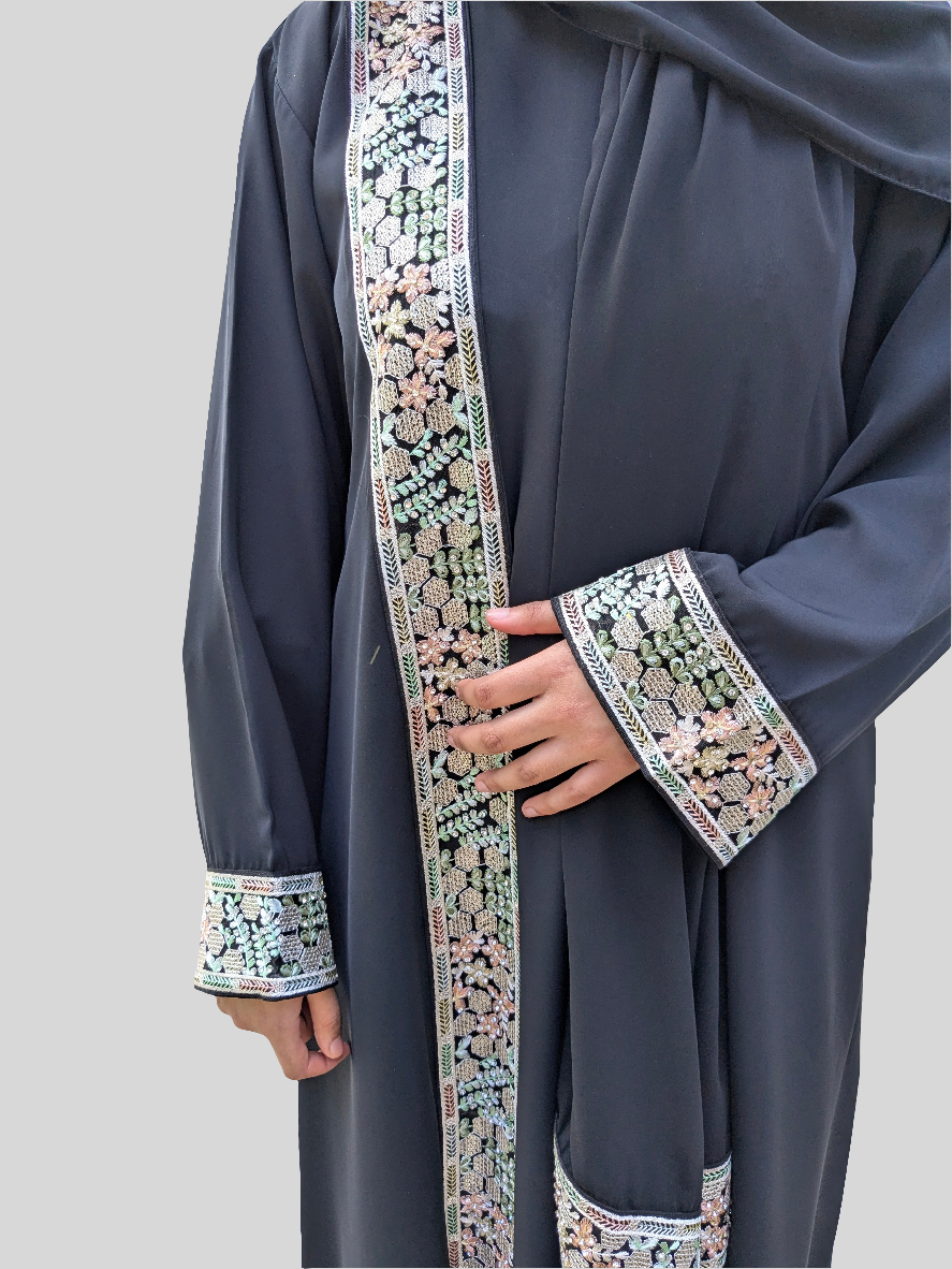 Floral Pastel Embroidery Abaya set