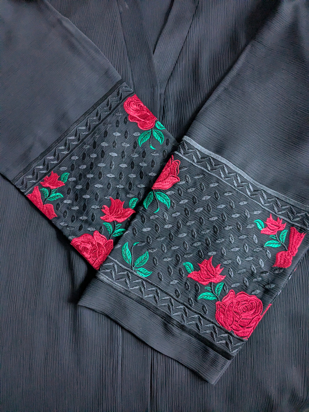 Black Rose Embroidery Abaya