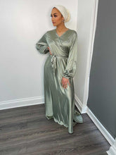 Load image into Gallery viewer, Satin Sage dress
