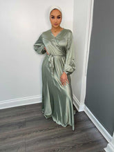 Load image into Gallery viewer, Satin Sage dress
